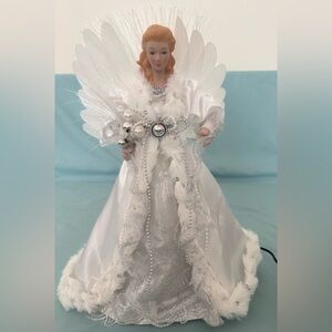 Elegant White Angel Christmas Tree Topper, 12”